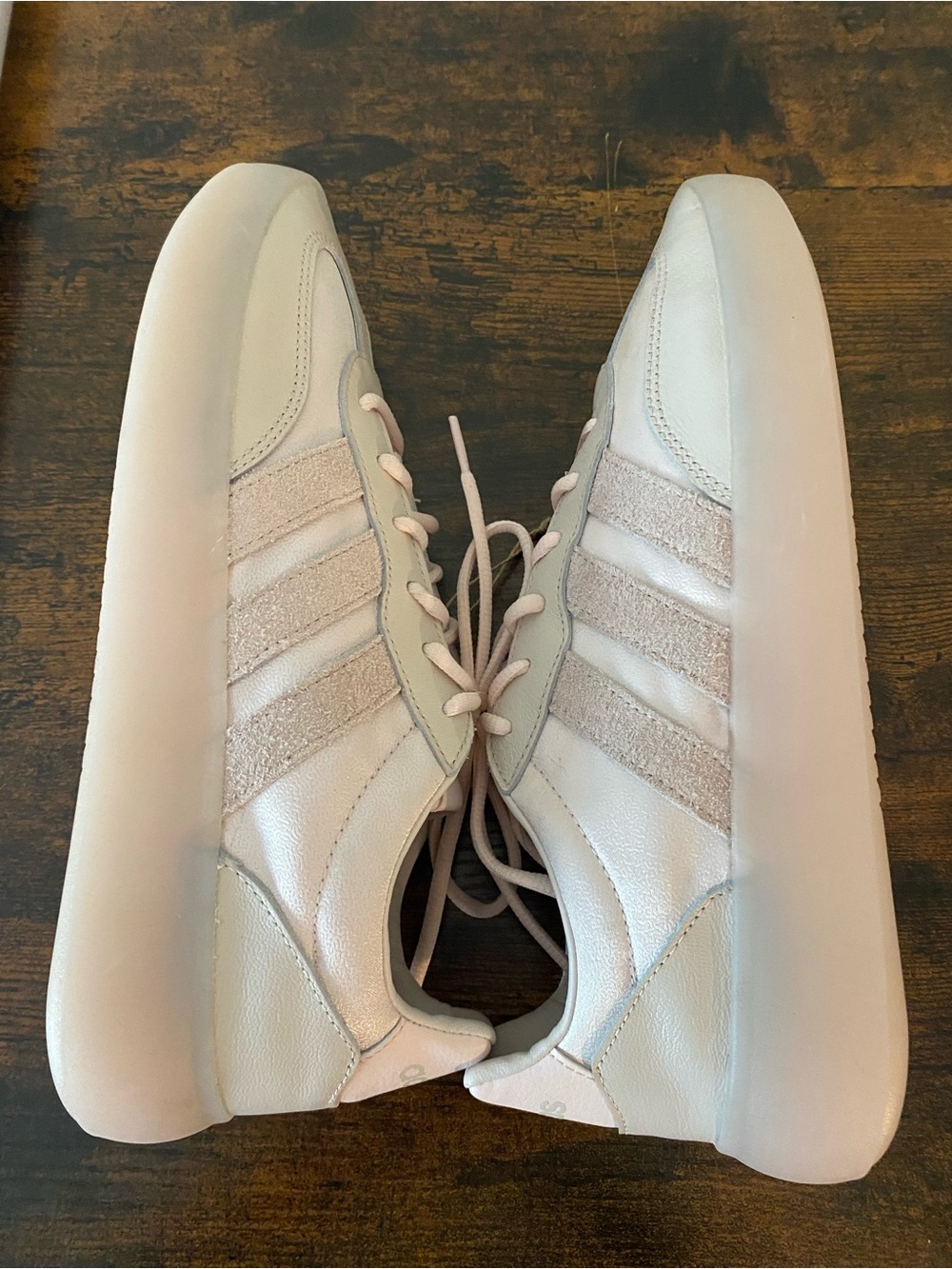 adidas Women’s Pale Pink Shiny Low-Top Platform Sneakers - Flaws - Picture 7 of 11